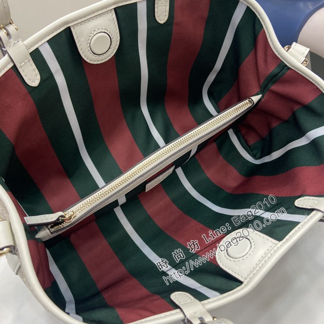 Gucci專櫃古馳最新款購物袋GG圖案條紋織大號肩背包 jh2633型號：815214